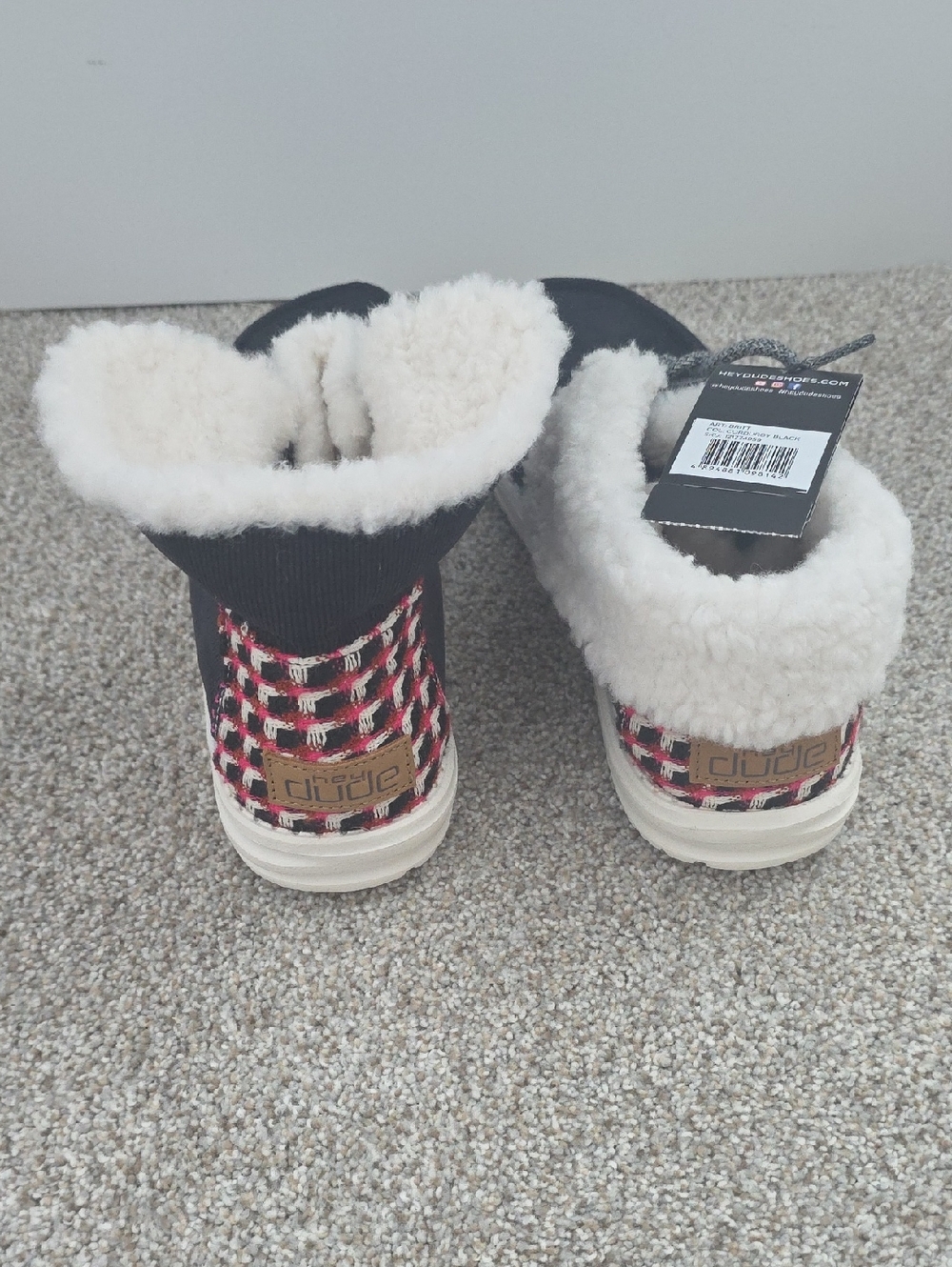 Hey Dude  Womens Black Slip-On Shoes with Cream Lining and Pink Bead Accents - Picture 7 of 8